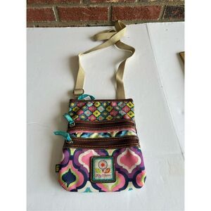 Lily Bloom 7x8” dots 3 zippers crossbody blue tags